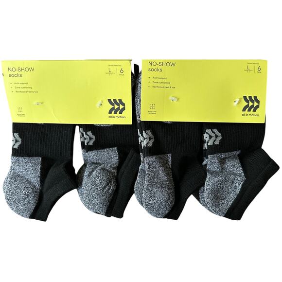 All In Motion Kids’ No-Show Socks 2 Packs (12 Pairs) Size L (Shoe 3–7) - Picture 1 of 3